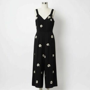 Wayward Fancies by eShakti Large Black Floral Embroidered Wide Leg Jumpsuit Boho